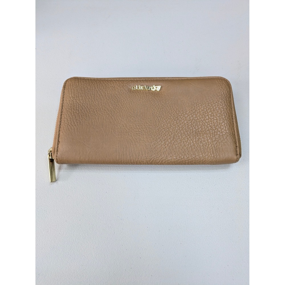 Classic Zip Around Wallet Womens OS Tan Pebble Faux Leather Olivia + Joy